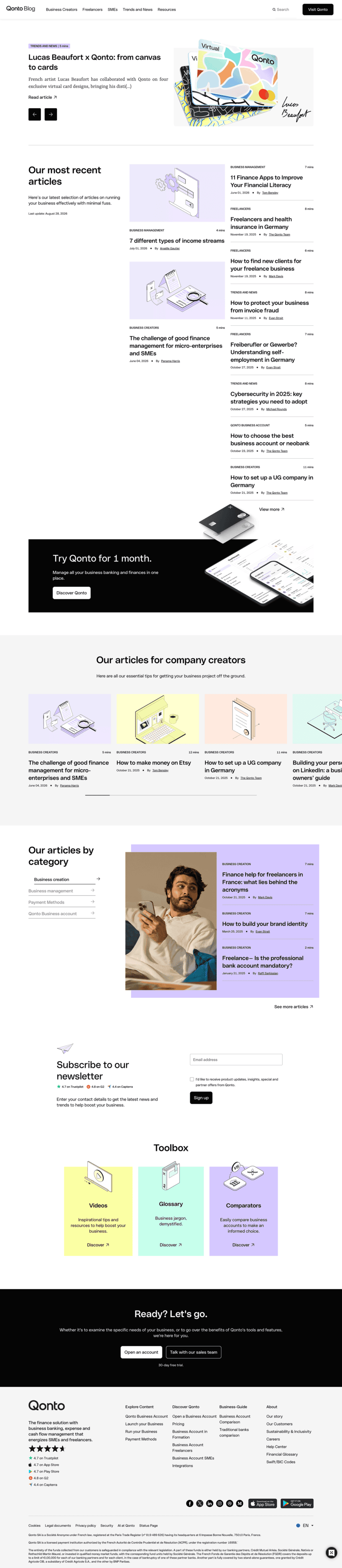 Qonto blog website preview