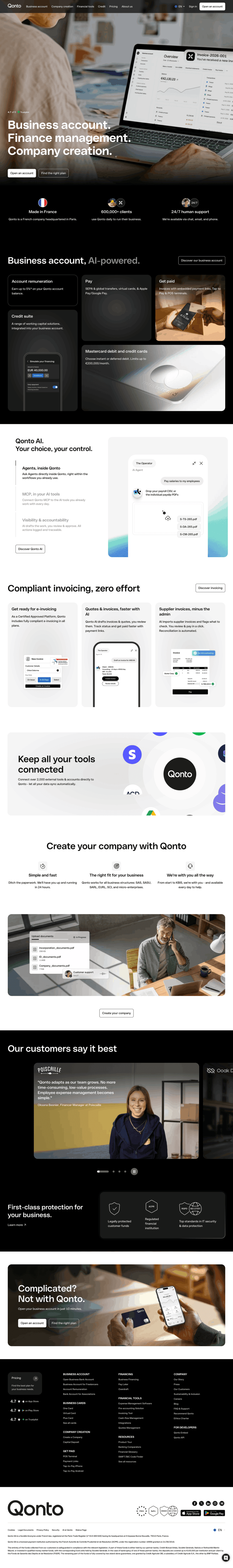 Qonto landing page website preview