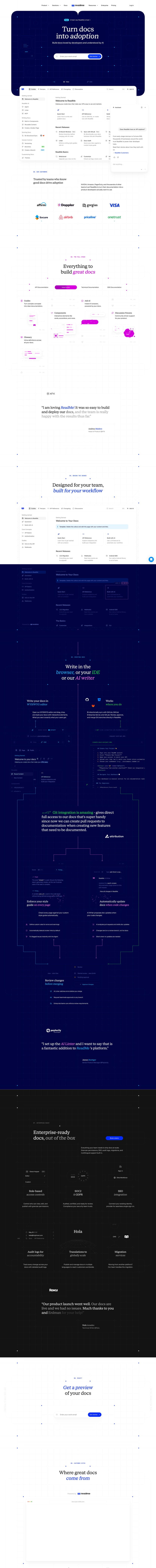 ReadMe landing page website preview