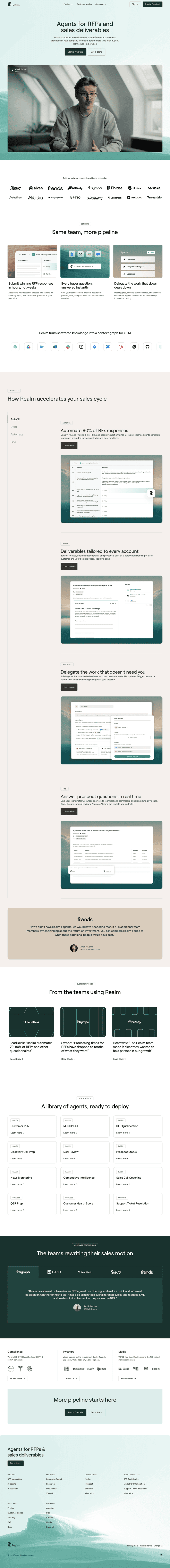 Realm landing page website preview