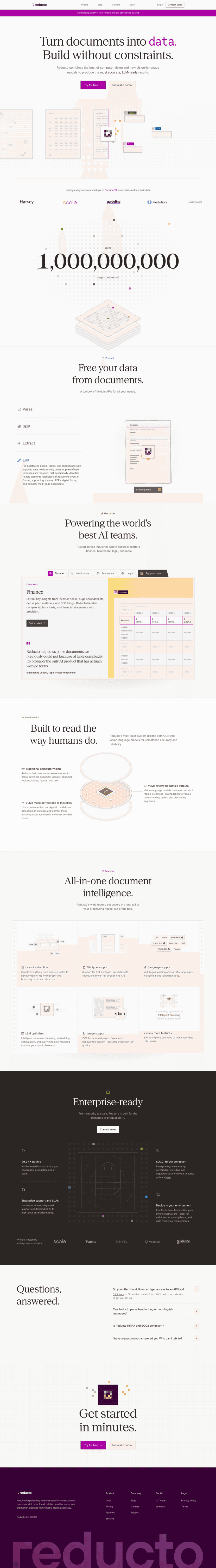 Reducto landing page website preview