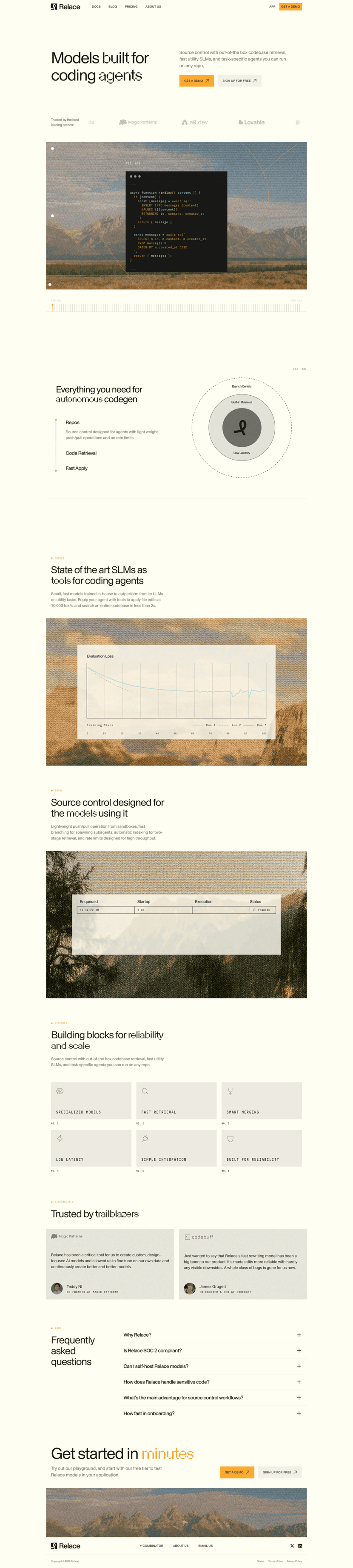 Relace landing page website preview