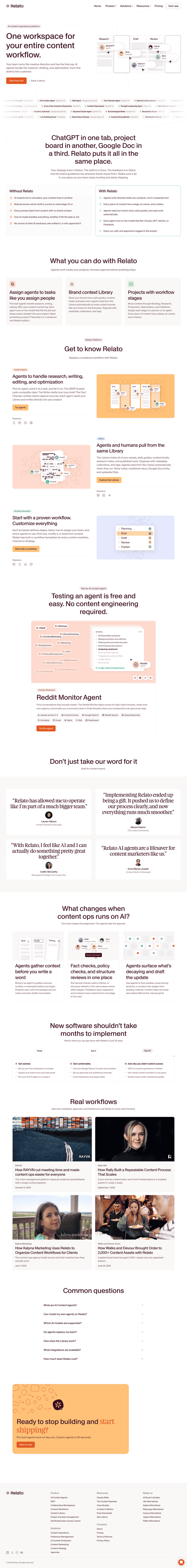 Relato landing page full-page website screenshot