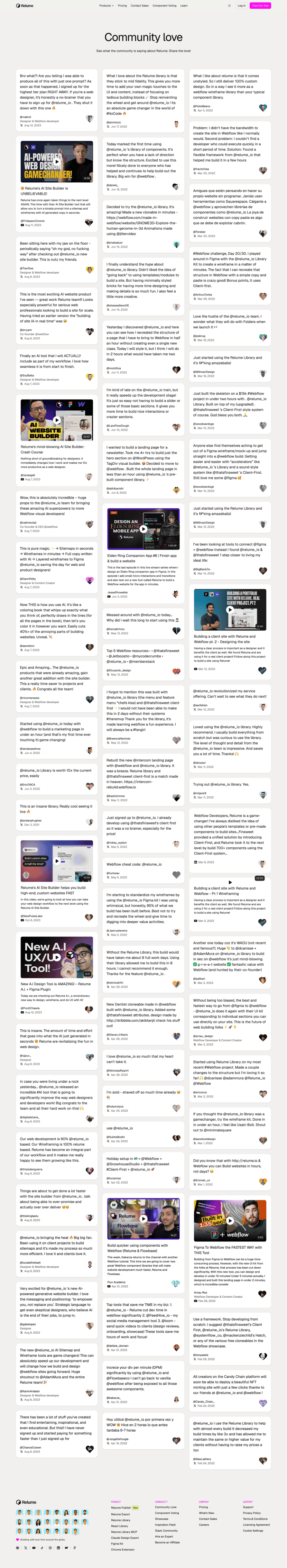 Relume testimonials full-page website screenshot