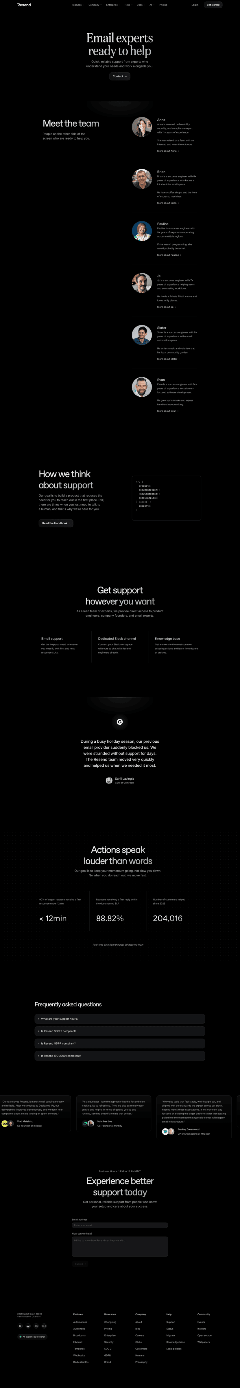 Resend contact us website preview