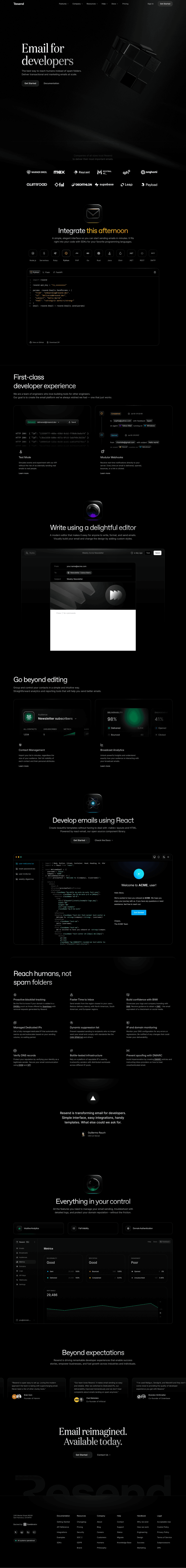 Resend landing page website preview