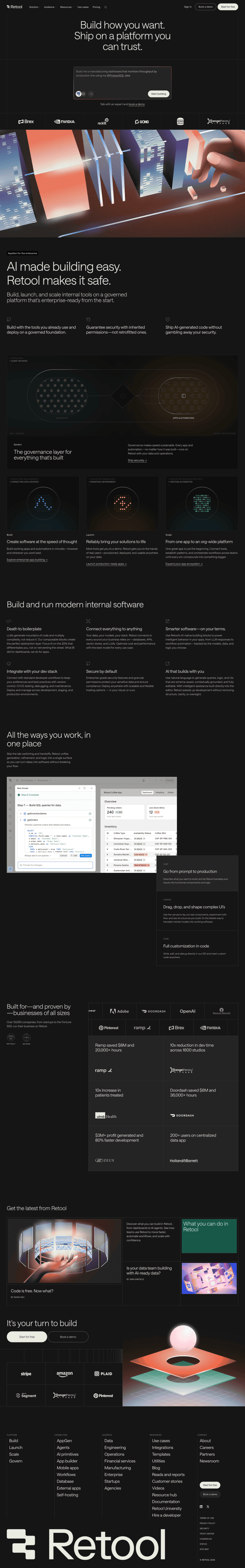 Retool landing page website preview