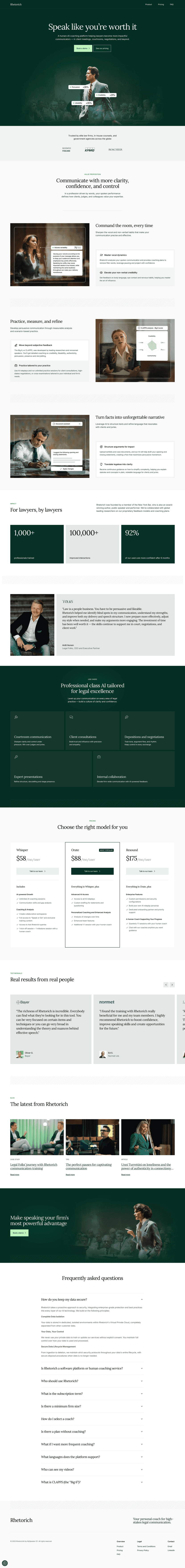 Rhetorich landing page website preview