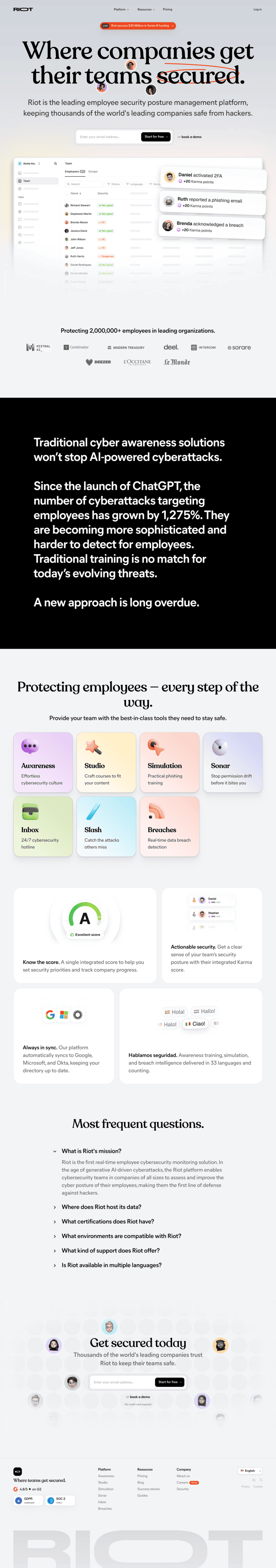 Riot landing page website preview