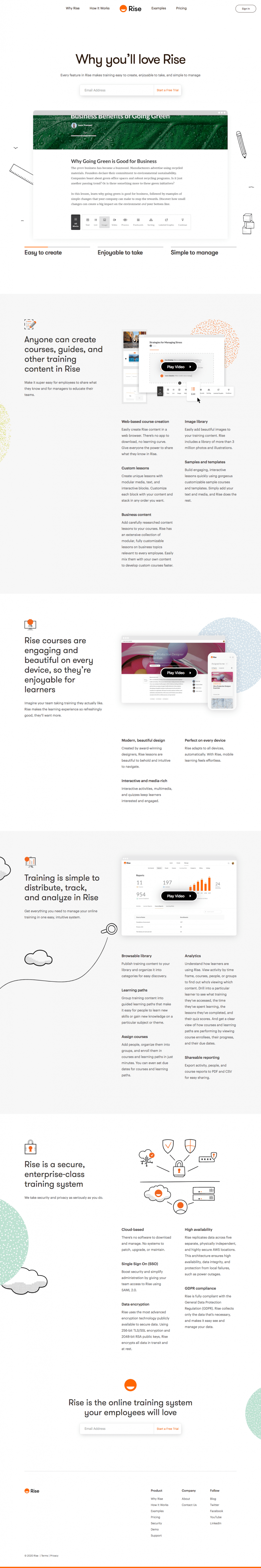 Rise features website preview