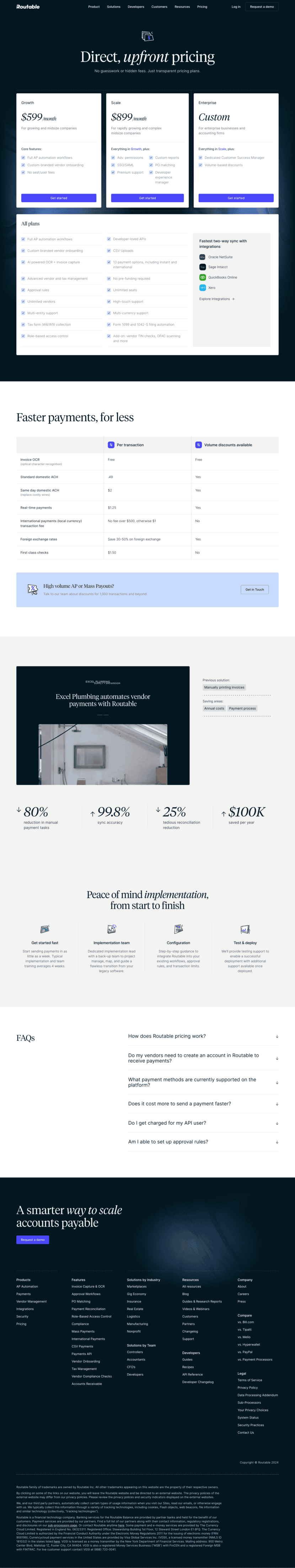 Routable pricing website preview