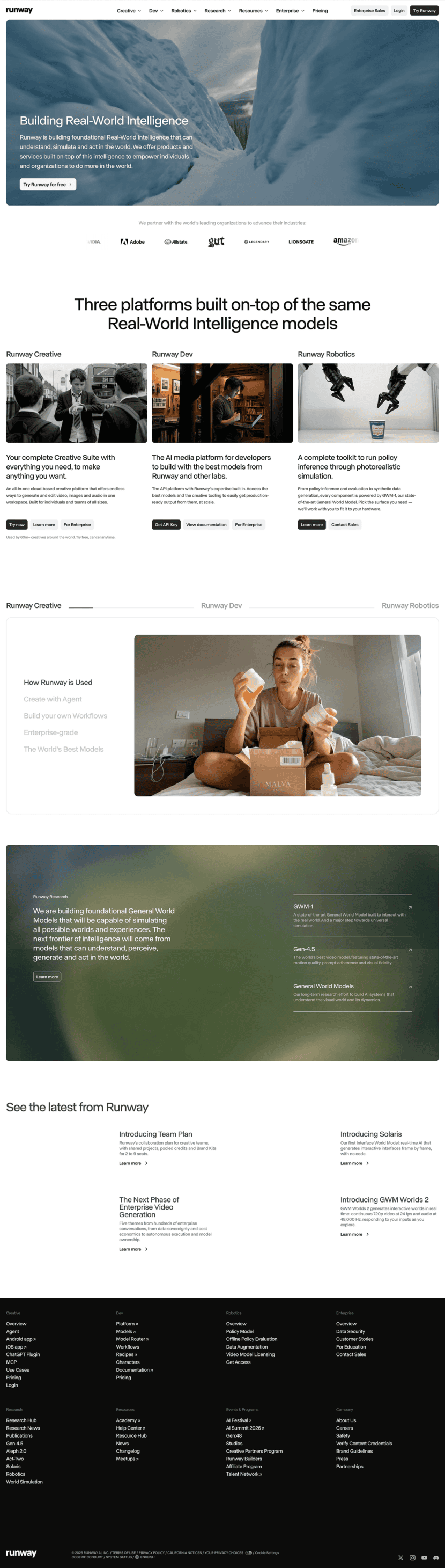 Runway landing page website preview