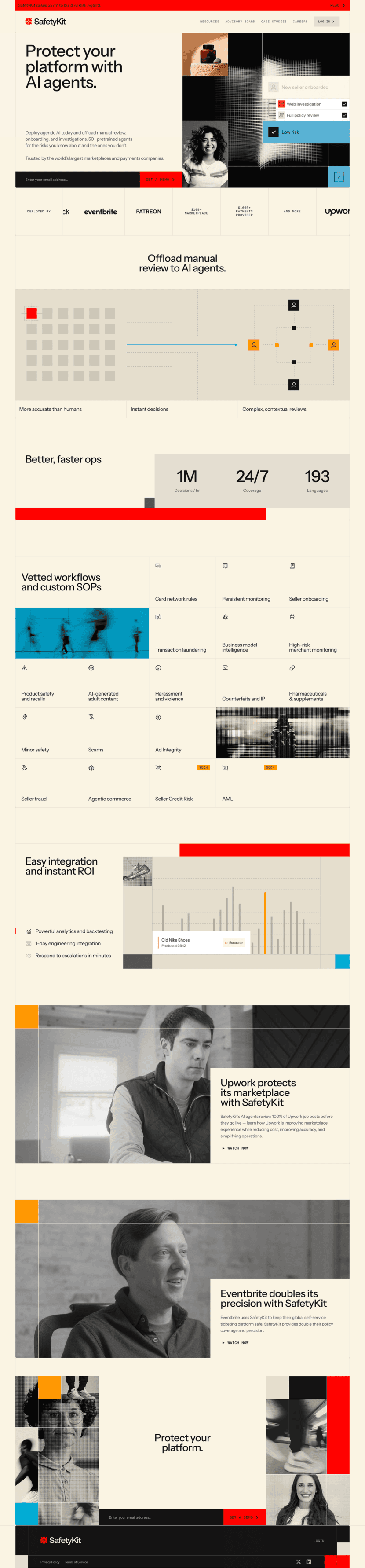 SafetyKit landing page full-page website screenshot