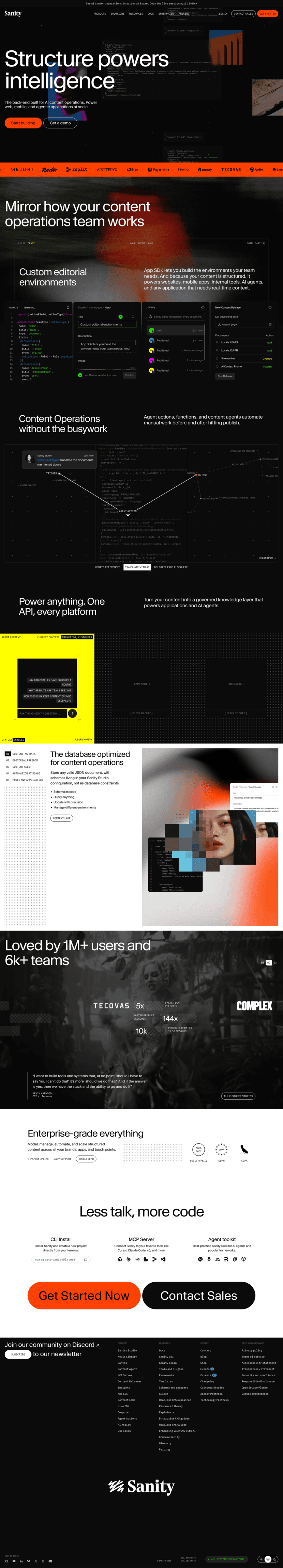 Sanity landing page website preview
