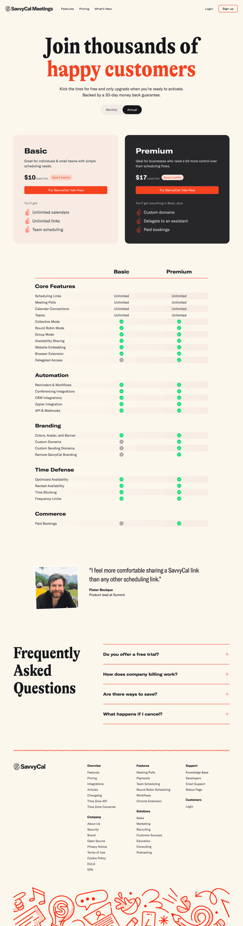 SavvyCal pricing website preview