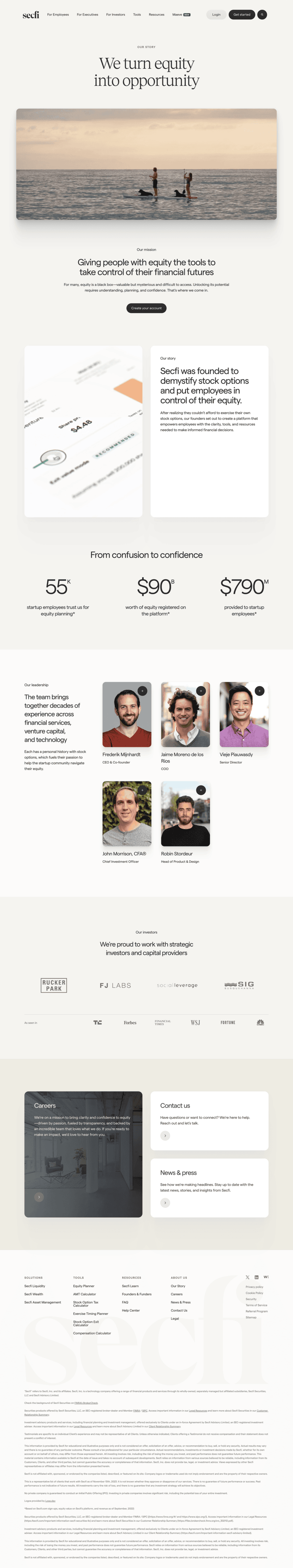 Secfi about us website preview