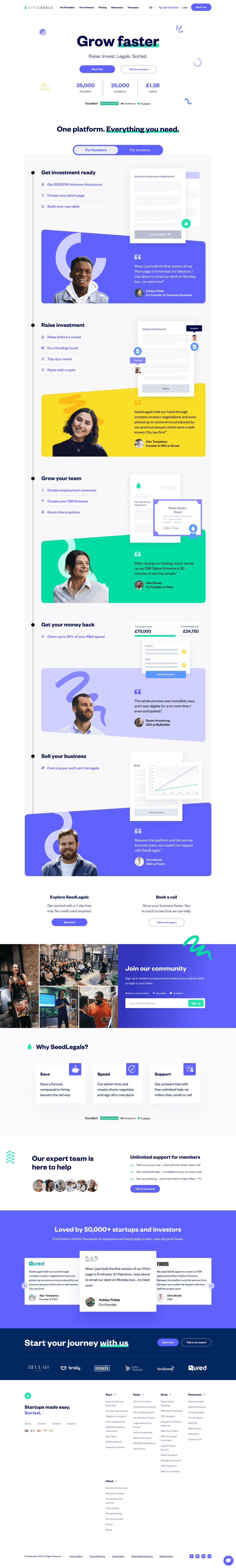 SeedLegals landing page website preview