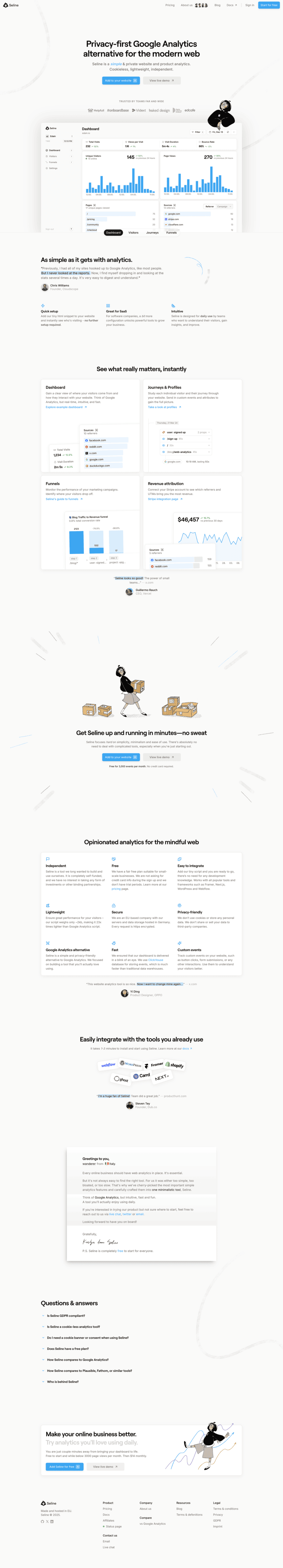 Seline landing page website preview