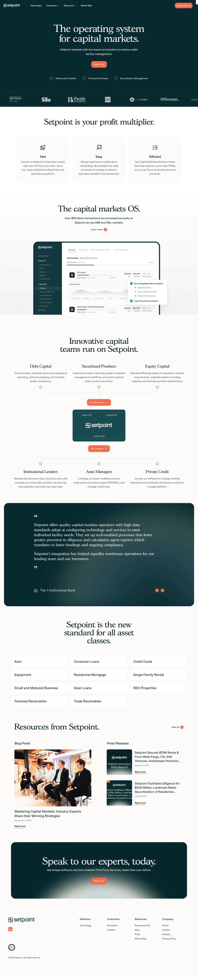 Setpoint landing page full-page website screenshot