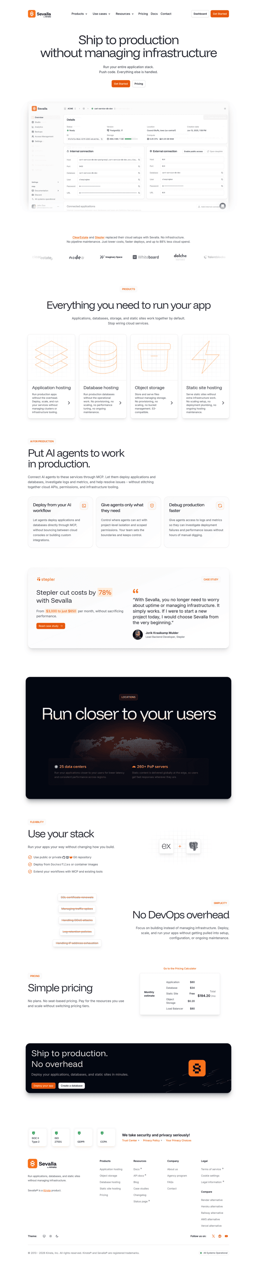 Sevalla landing page website preview
