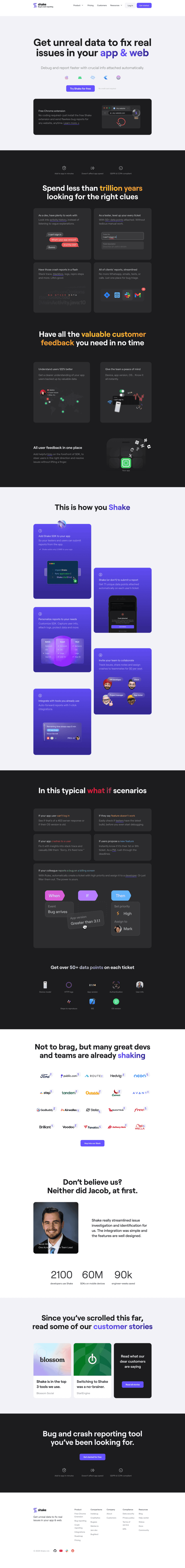 Shake landing page website preview