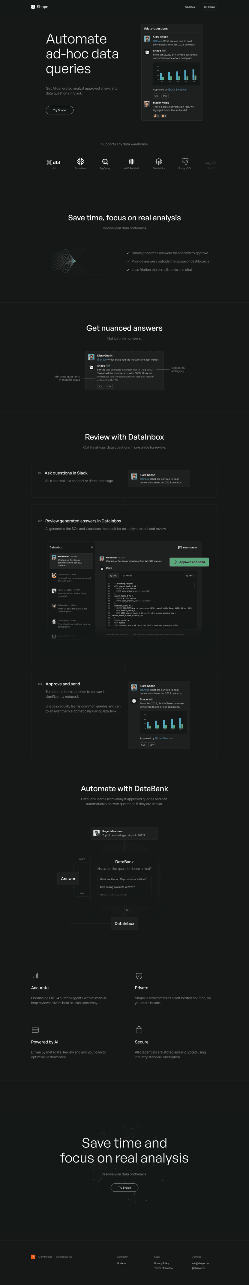 Shape landing page full-page website screenshot