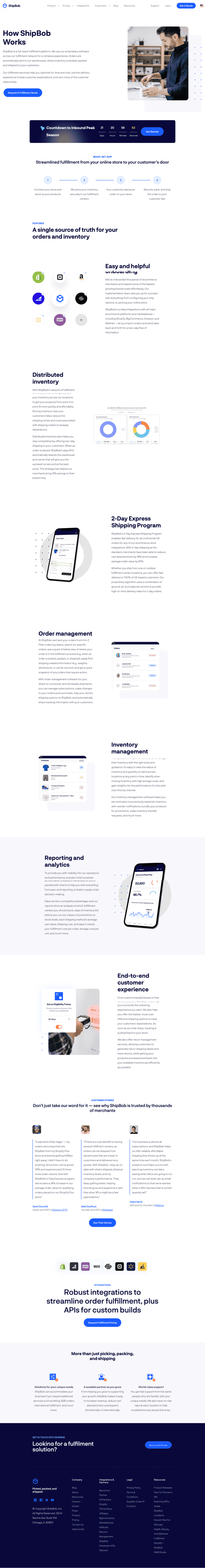 ShipBob features website preview