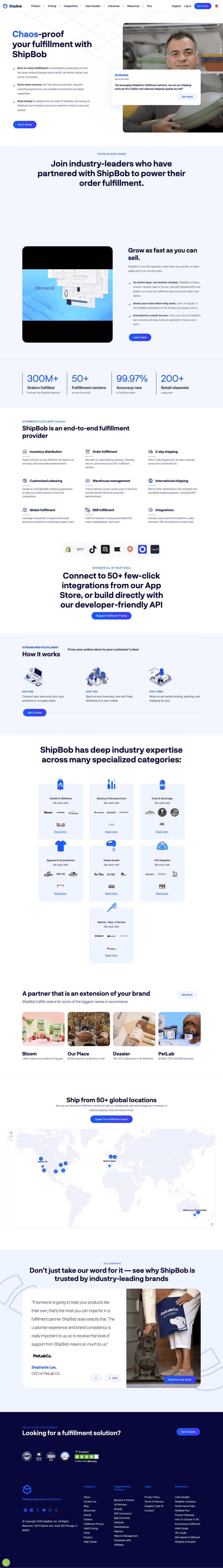 ShipBob landing page website preview