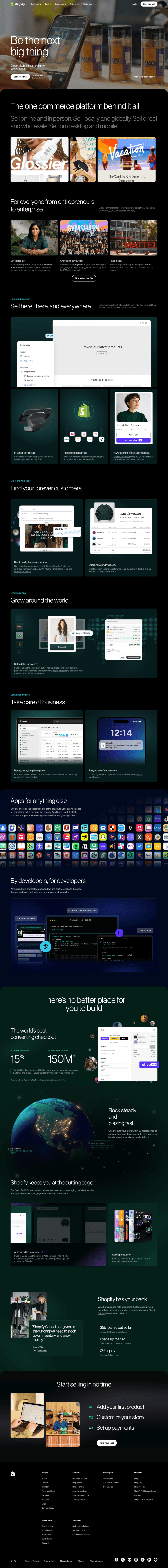 Shopify landing page full-page website screenshot