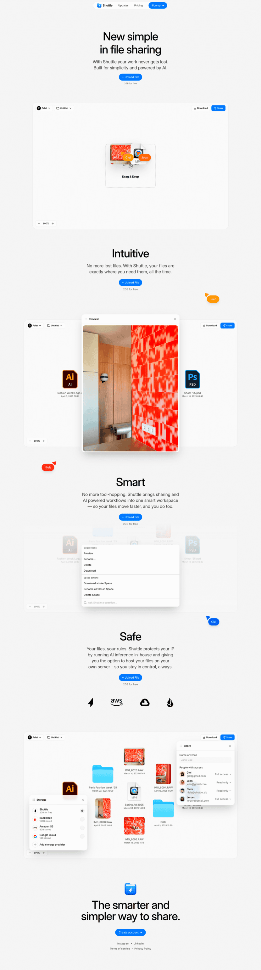 Shuttle landing page website preview