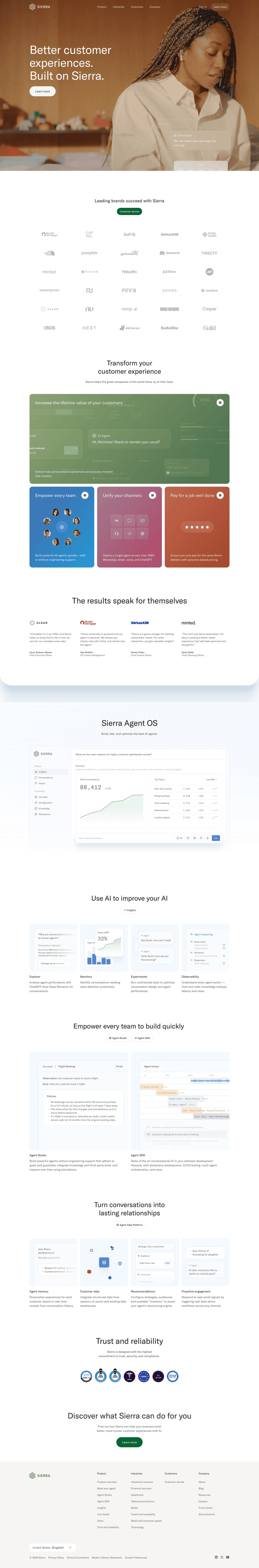 Sierra landing page website preview