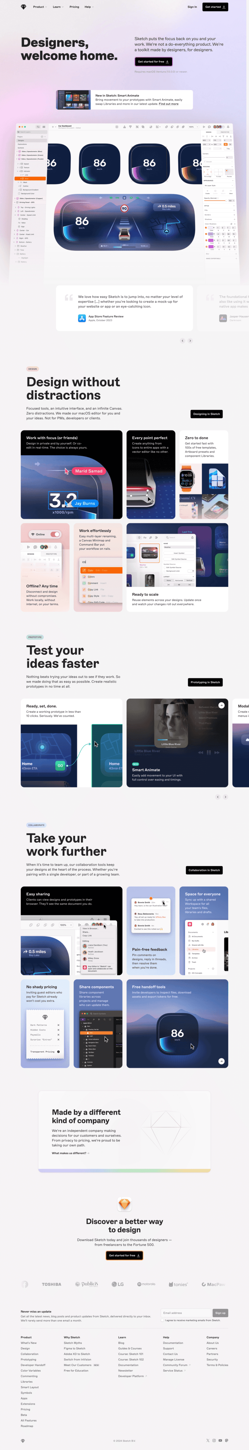 Sketch landing page website preview