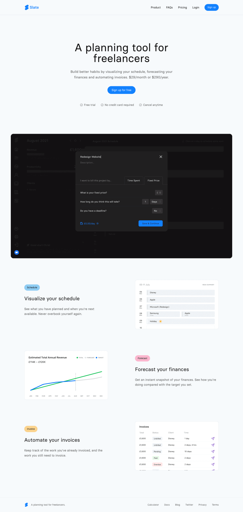 Slate landing page website preview