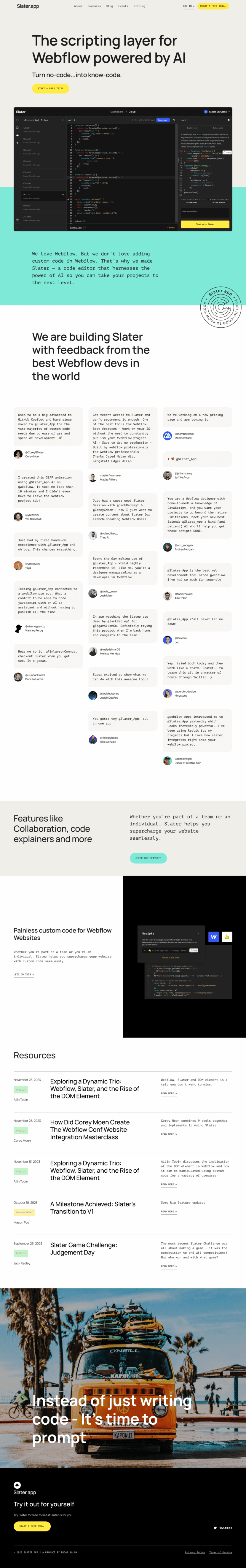 Slater landing page full-page website screenshot