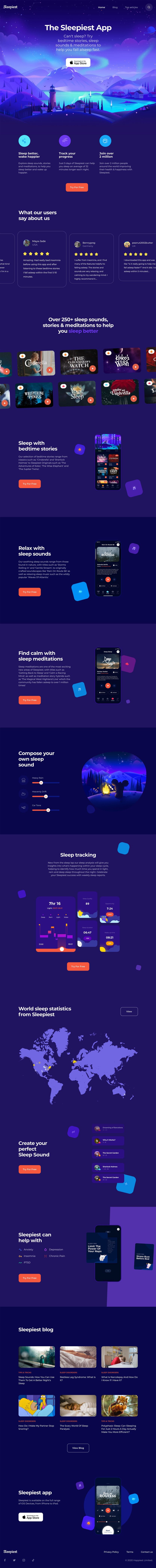 Sleepiest landing page website preview
