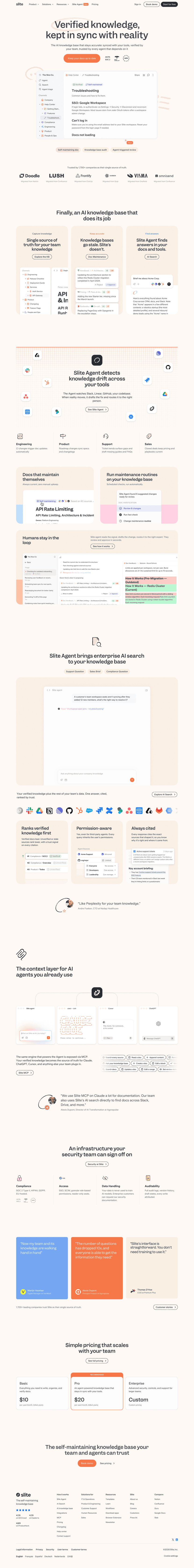 Slite landing page website preview