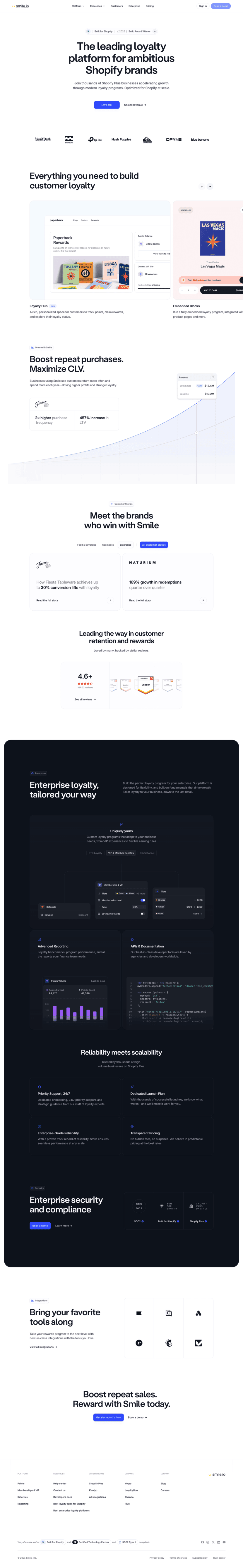 Smile.io landing page website preview