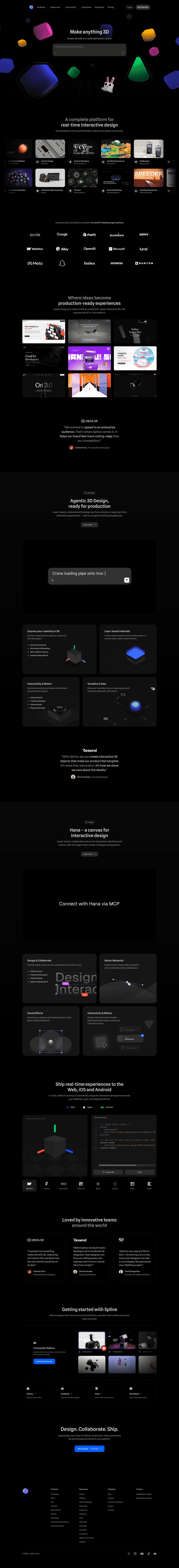 Spline landing page website preview