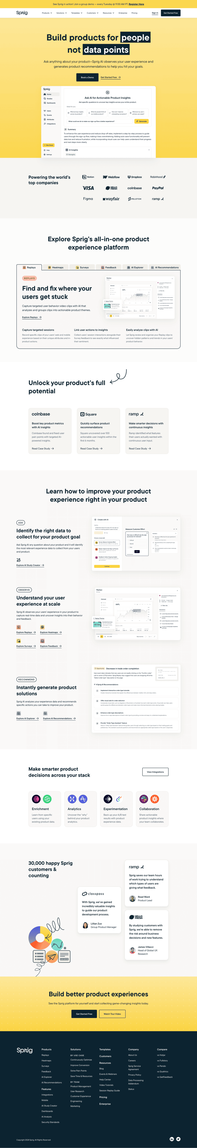 Sprig landing page website preview