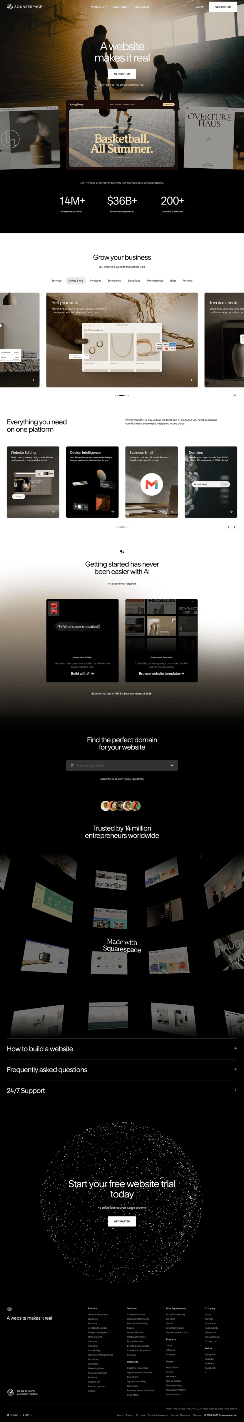 Squarespace landing page website preview