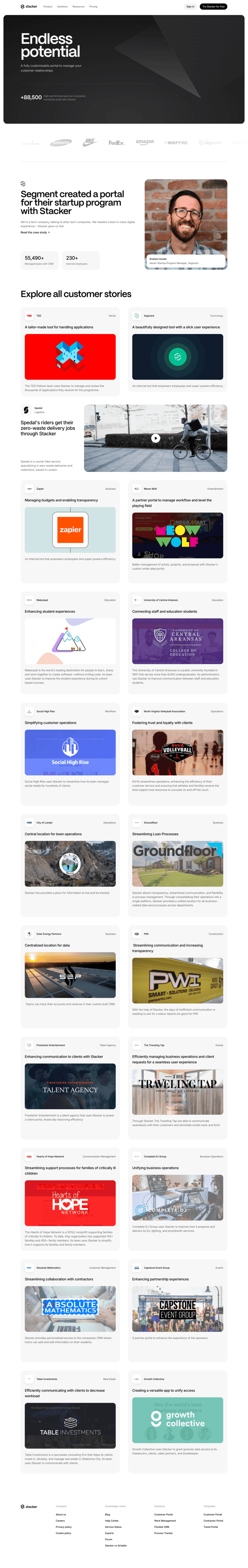 Stacker testimonials website preview