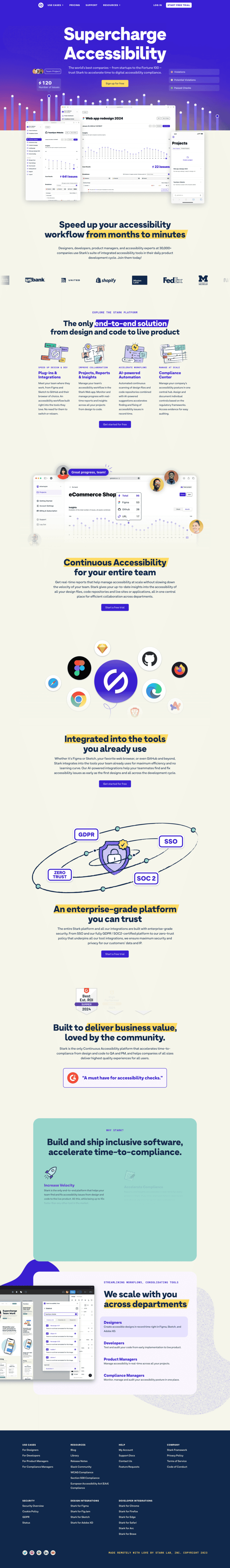 Stark landing page full-page website screenshot