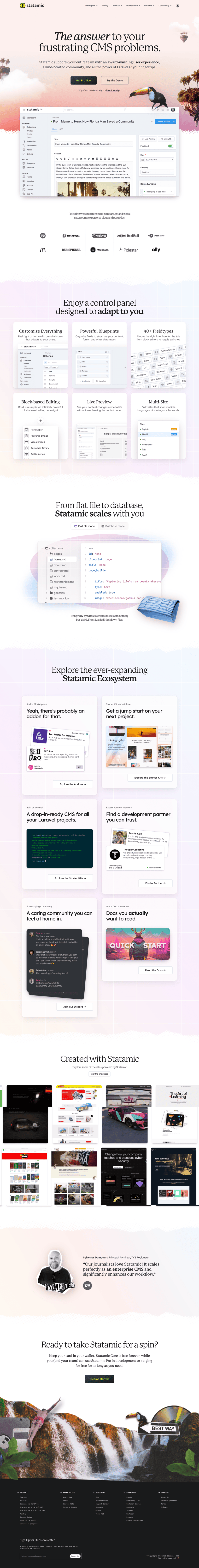 Statamic landing page website preview
