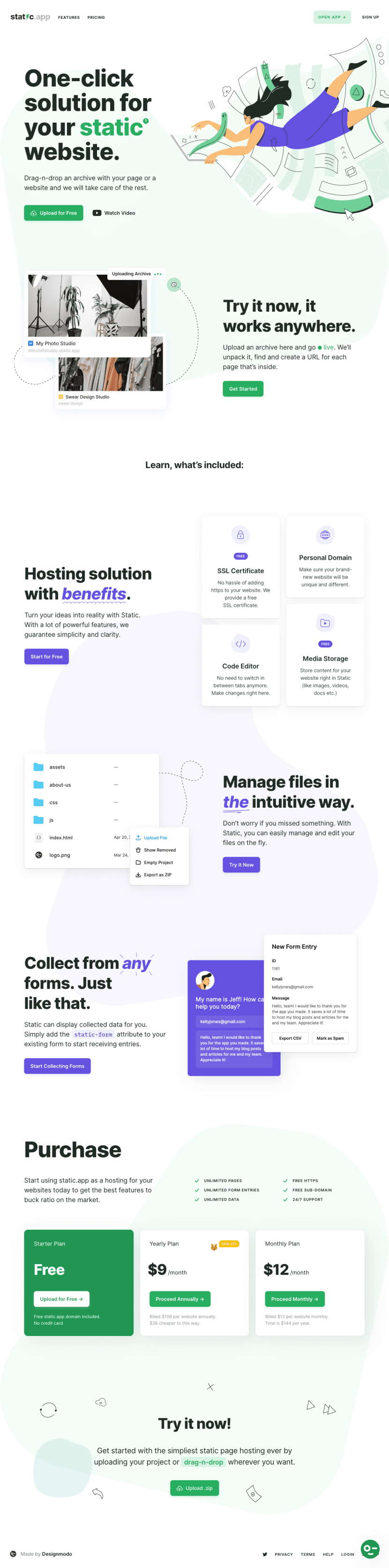 Static.app landing page website preview