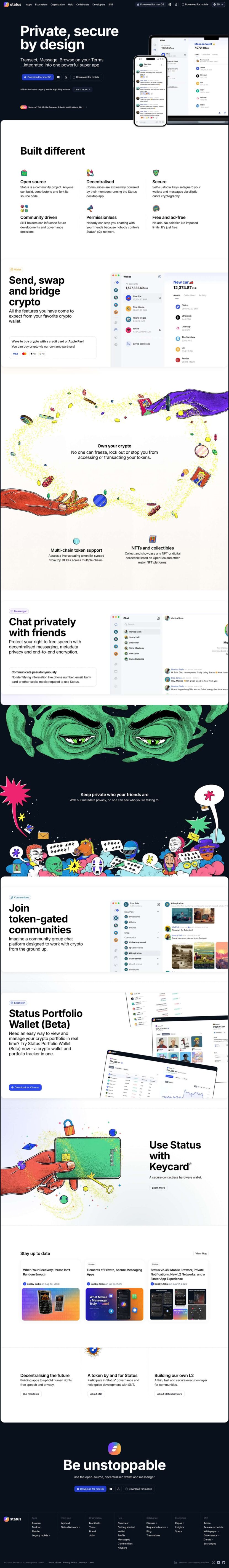 Status landing page website preview