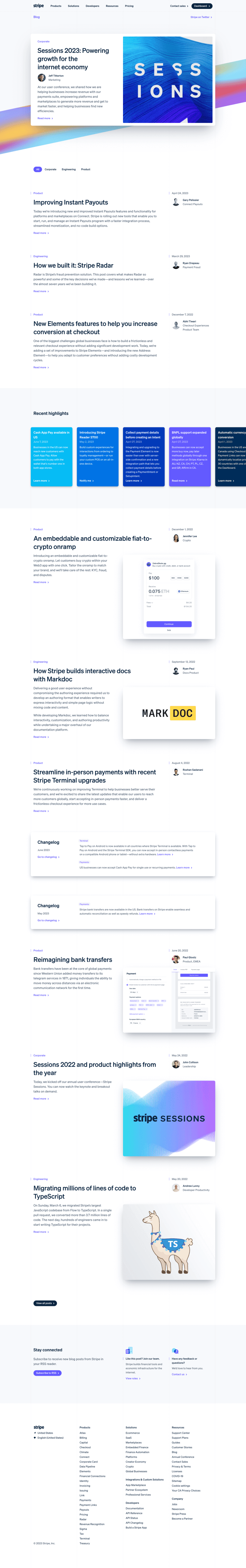 Stripe blog website preview