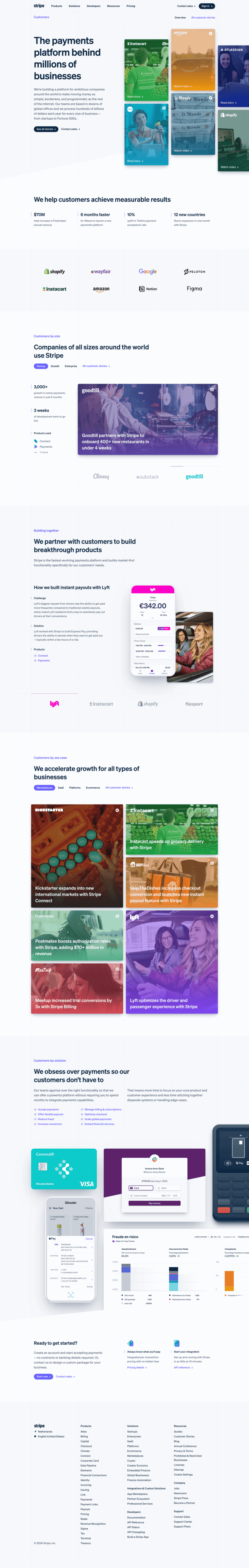 Stripe testimonials website preview