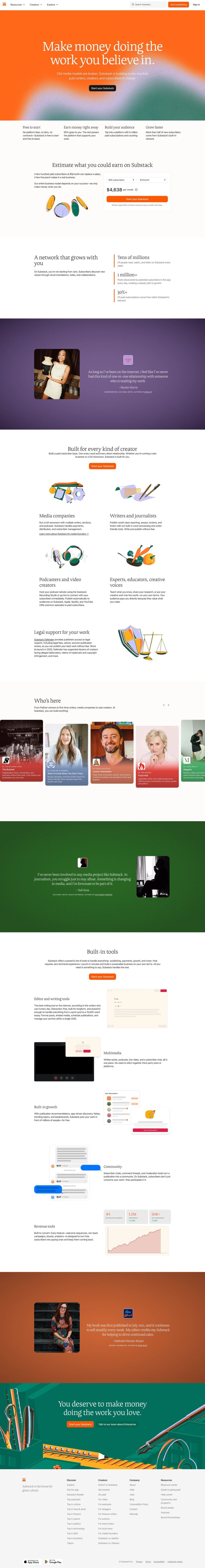 Substack landing page website preview