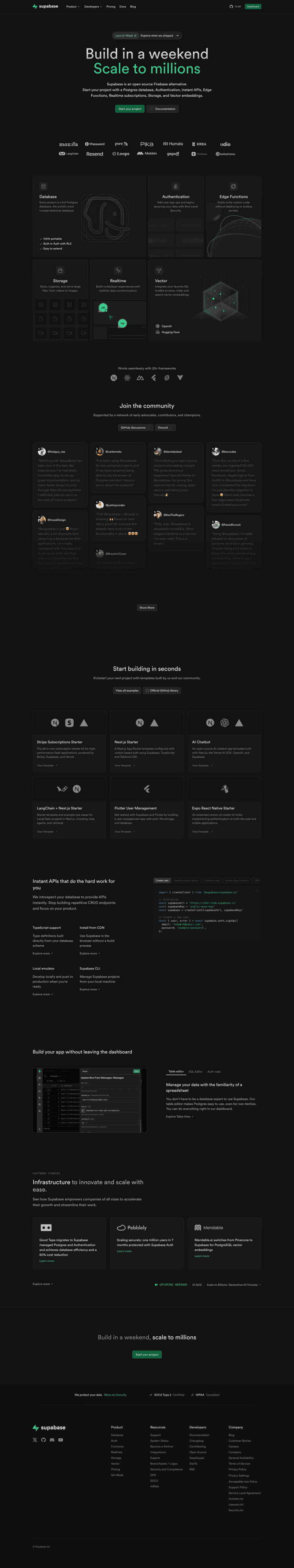 Supabase landing page website preview