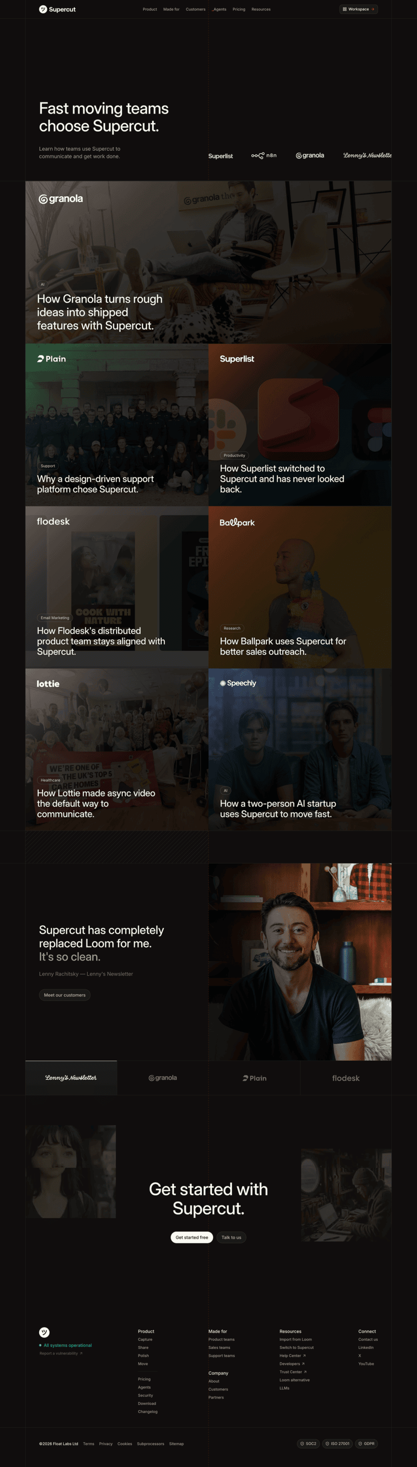 Supercut testimonials website preview